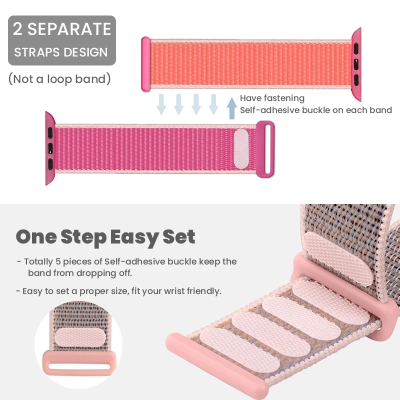 2 Packs Nylon Bands Compatible with Apple Watch 38mm 40mm 41mm 42mm 44mm 45mm 49mm for IWatch Series 9/8/7/6/5/4/3/2