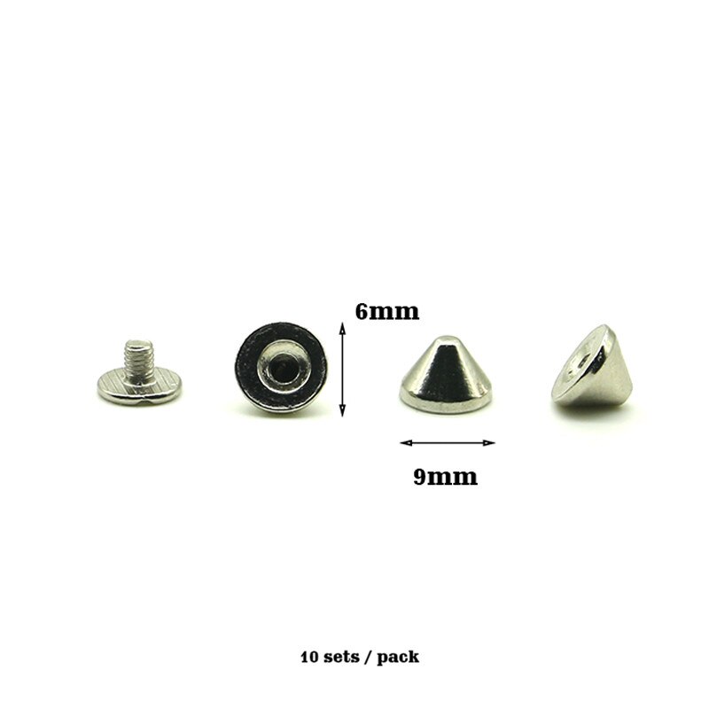 Screw Rivets 10 sets/pack Square rivet metal studs for shoes Silver pyramid moulds rivet B-06: Silver