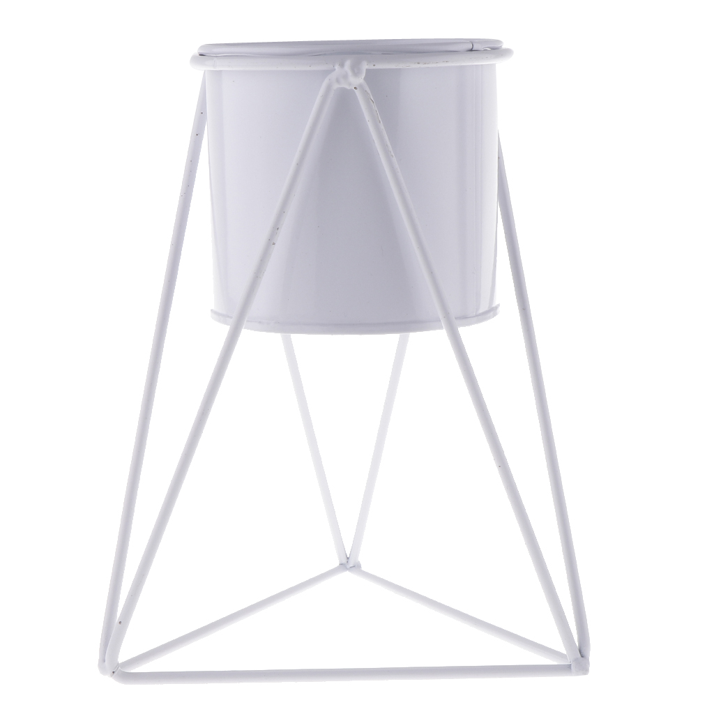 Jernplante vase stativ planter planter have balkon indretning metal blomsterpotte blomstervase hylde rack: En hvid