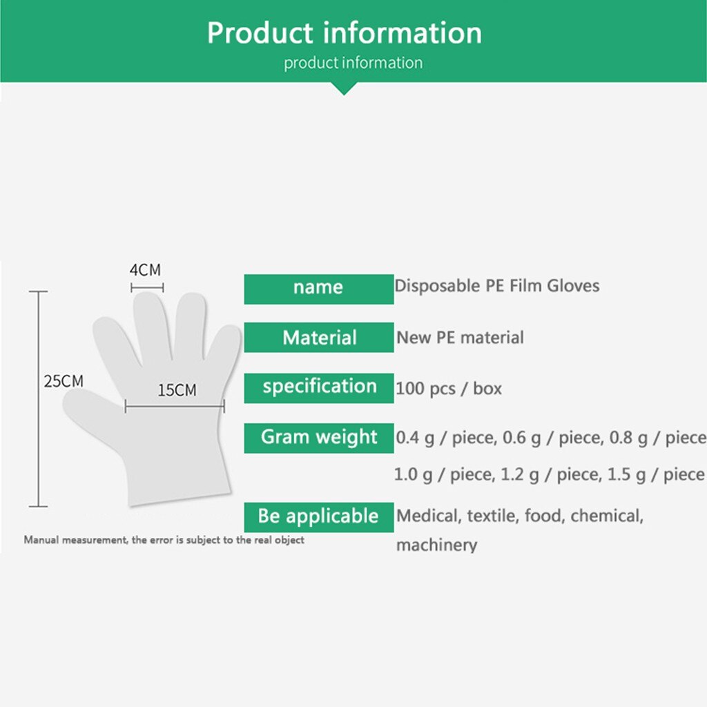 200Pc Kunststoffen Duidelijke Wegwerp Handschoenen Voor Restaurant Keuken Voedsel Huishouden Sanitair Wegwerphandschoenen Keuken Accessoires Z61