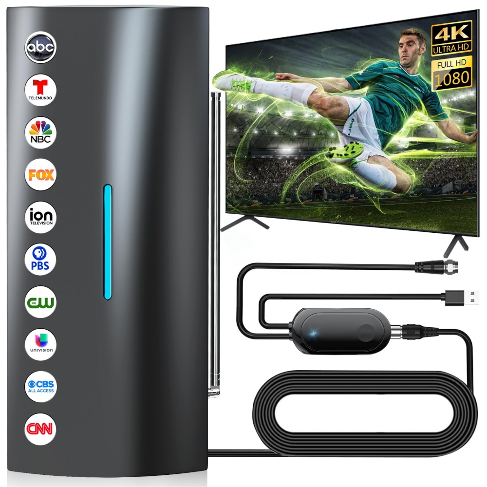 VUELVE Indoor And Outdoor TV Antenna With Pull Rod And Amplifier Strong Signal TV Antenna for Free Receiving TV Programs
