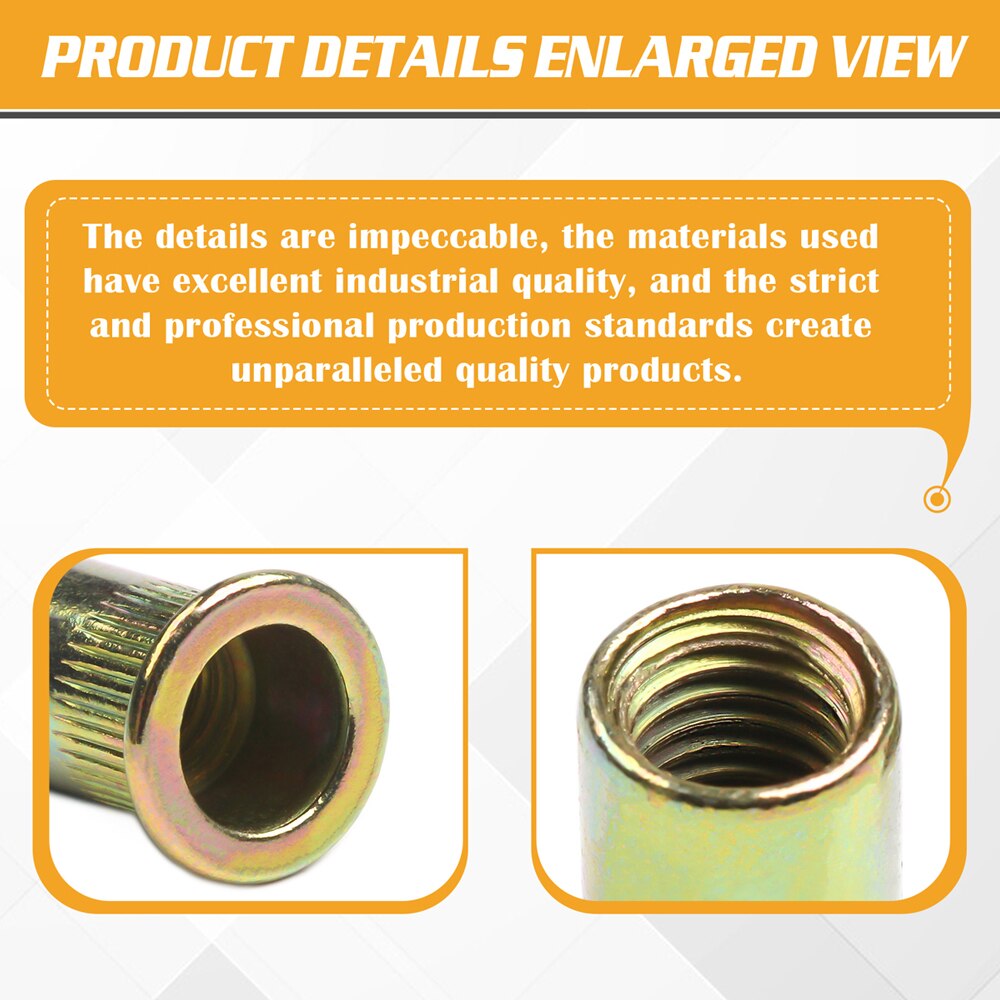 M3 M4 M5 M6 M8 M10 M12 Rivet Nuts Set Zinc Plated Nutserts Threaded Insert Nutsert Cap Flat Head Rivet Nuts Carbon Steel