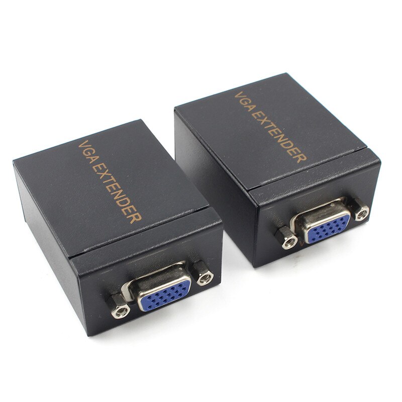 Flexibele vga extender vrouwelijk naar lan cat 5 cat 5e rj45 ethernet met zender ontvanger 60m vrouwelijke adapter versterker vga extender