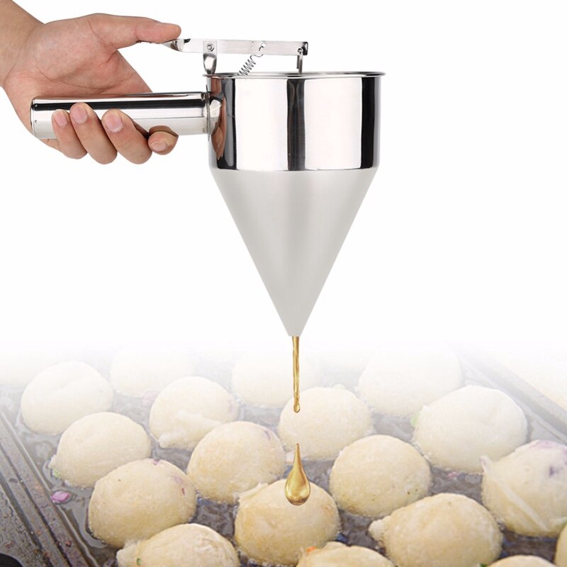 Rvs Beslag Pancake Bal Dispenser Cake Cupcake Deeg Dispenser Trechter Huishoudelijke Takoyaki Machine Octopus Ballen Maker