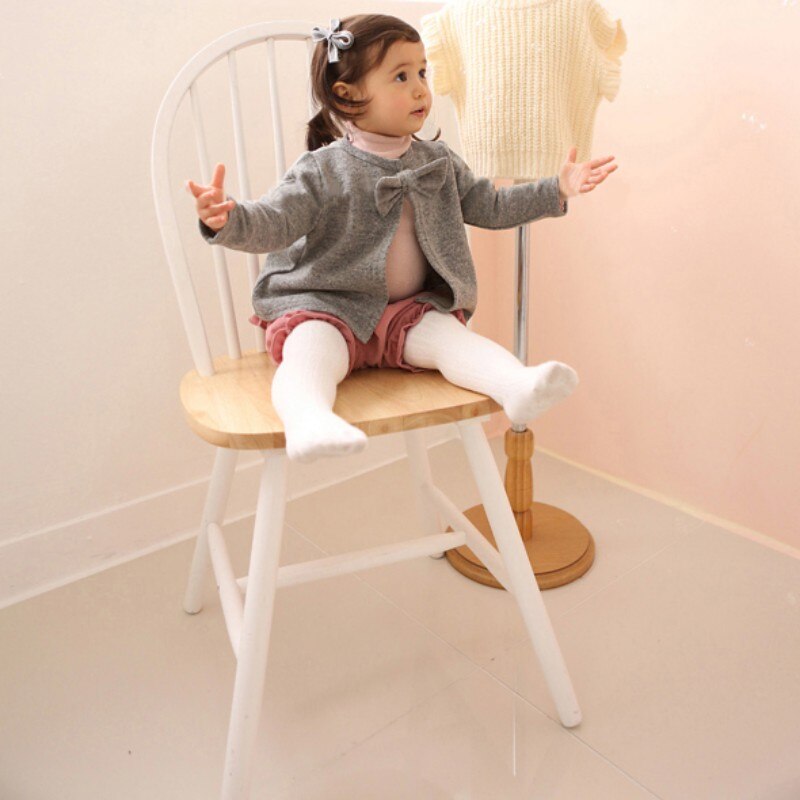 Autumn Baby Boys Girls Knitted Round Neck Button Leisure Cardigan Jacket Coat Baby Cotton Bow Tow Decoration Coat