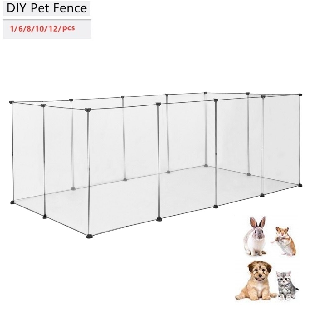 Pet Fences Transparent DIY Outdoor Enclosure Pet Playpen for Rabbits Guinea Pigs Puppy Cat Run Kennel Playing Sleeping Room