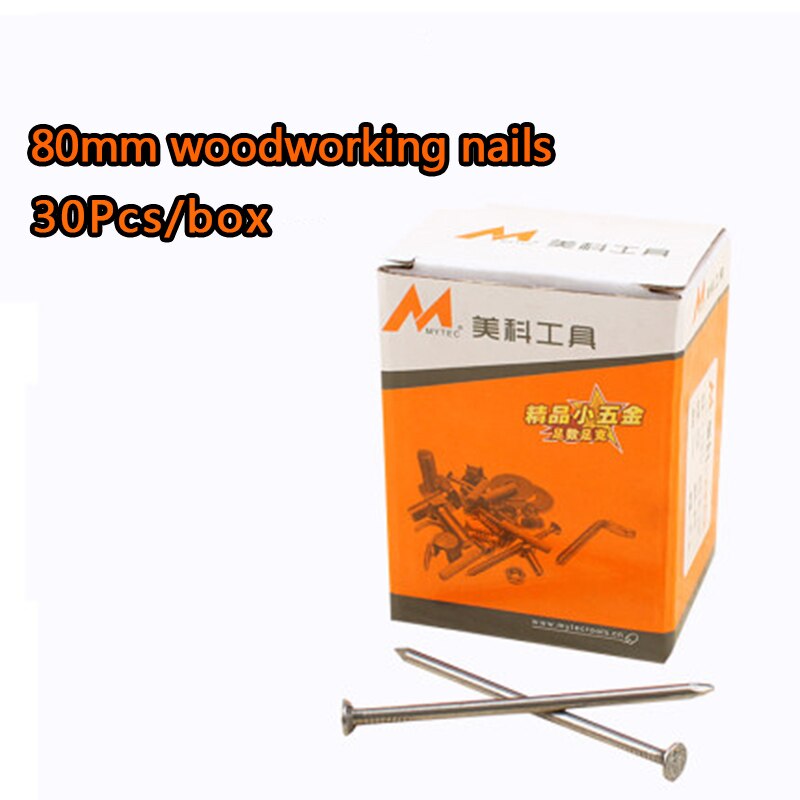 16-100mm Woodworking Nails Household Round Handmade Wall Nails DIY Hardware Tools Fine Iron Nails Long Solid Wood Board: 80mm 30pcs box
