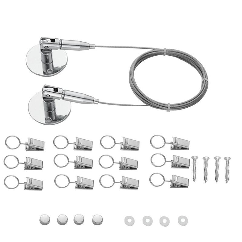 Steel Curtain Wire Curtain Wire Rod Set Wire Rope Cable Tensioner Decorative Accessories Hanging Curtains Clothes