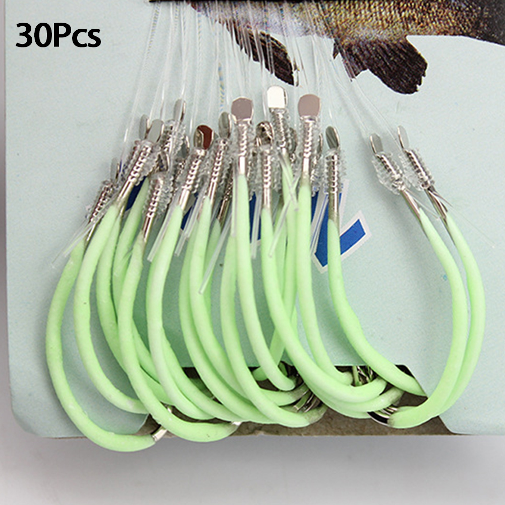 30PCS Fluorescent Reliable Luminous Fishing Tackle Practical With Barbed Line Hook Carbon Steel Portable Fishing Accessories: 16