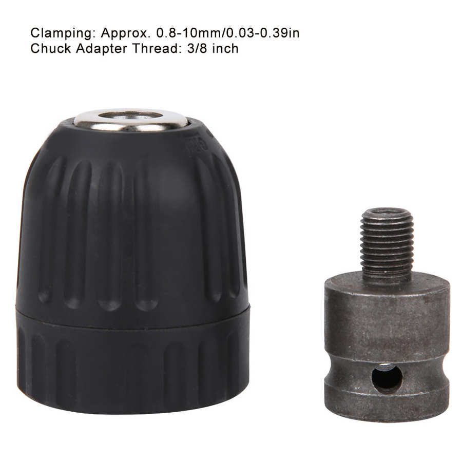 Drill Chuck 0.8mm-10mm 3/8-24UNF Drill Chuck Adaptor Thread Installation For Electric Wrench Conversion