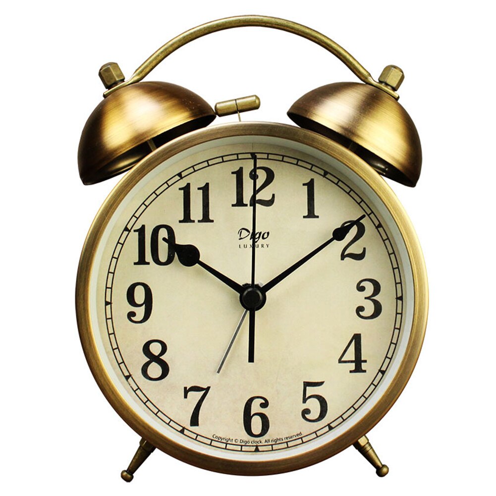 Battery Powered Bedside Non Ticking Vintage Loud Alarm Clock Silent Numerals Metal Quartz Classic With Night Light Desktop Retro: Default Title