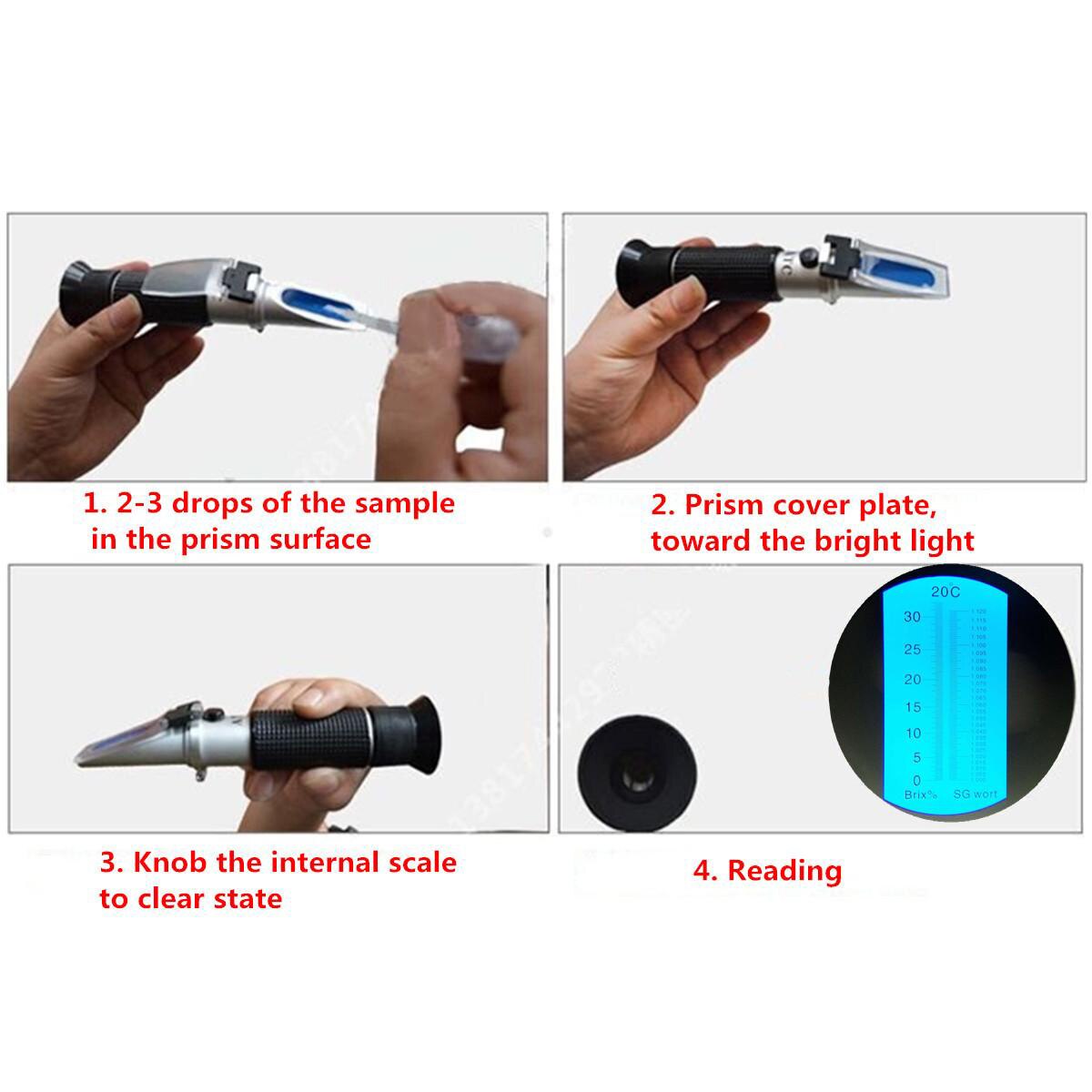 Digital 0-32% Brix Refractometer with ATC Handheld Refractometer Beer Wine Fruit Sugar Scale Alcohol Meter Test Tool Set