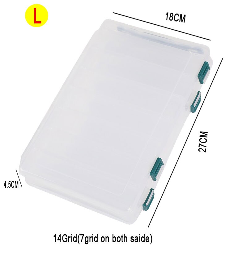 Scatola per attrezzatura da pesca Custodia per esche 14 scomparti Scatole per ganci per esche a doppia faccia Custodia per contenitori per esche Accessori per la pesca: giallo