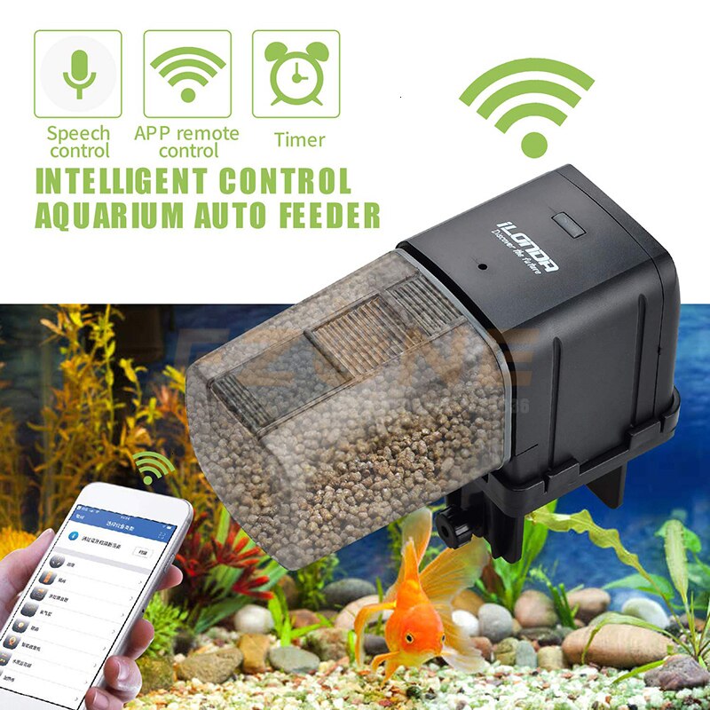 Kontrol automatisk fiskefoder med app akvarium automatisk fiskefoder, wifi kontrol automatisk fiskemad dispenser til hjemmekontor: Default Title