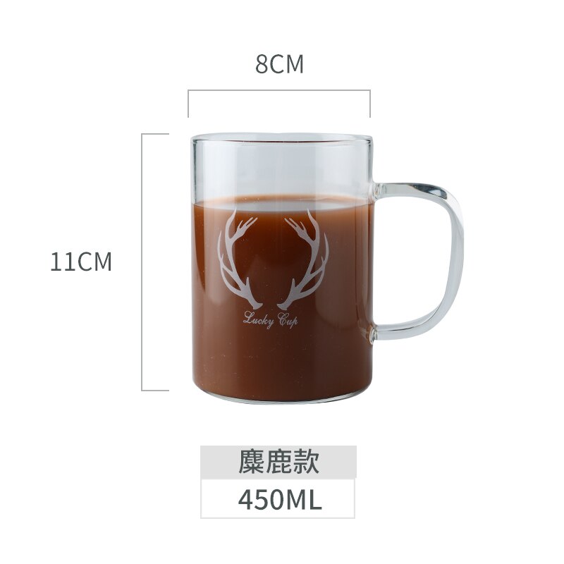450ML Large Heat-resistant Borosilicate glass Mug Cup Beer Coffee Tea Milk Breakfast Mug Transparent Drink: YELLOW