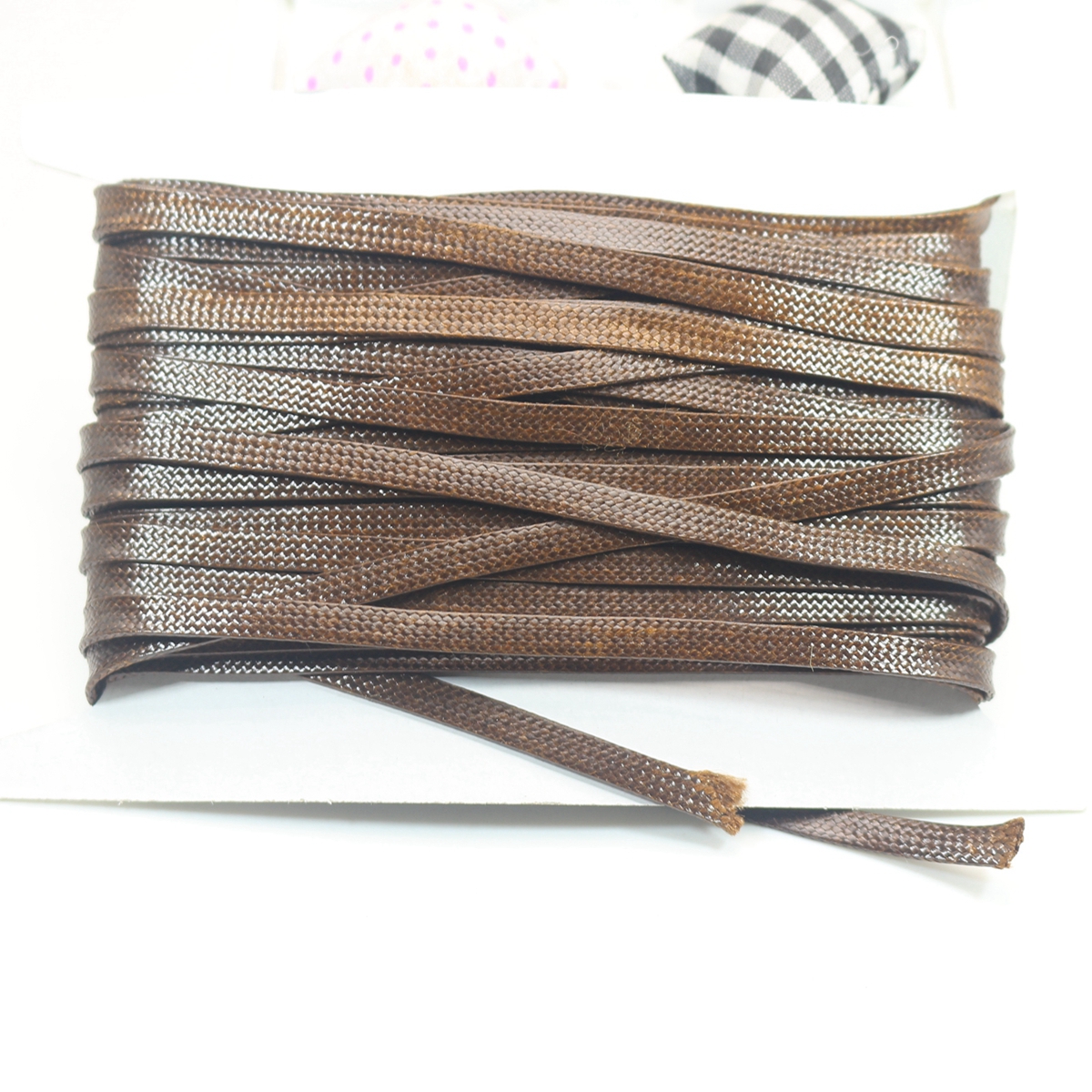 11 Yards FLAT 4mm Korean Waxed Textured Cord Craft Lace String Thread Various: Coffee