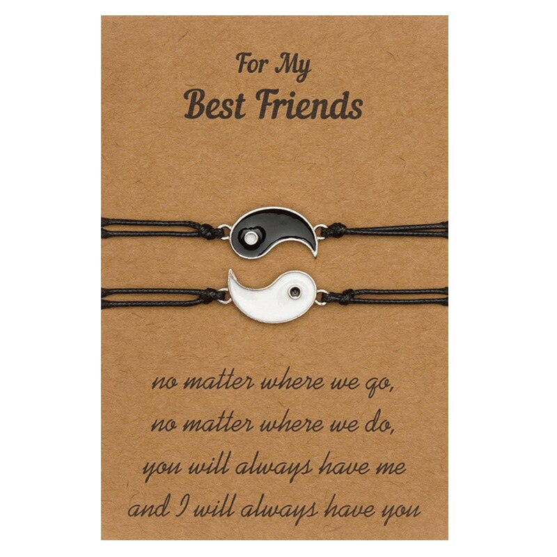 2Pc Paar Yin Yang Armbanden Voor Vrouwen Mannen Minnaar Eenvoudige Armband Verstelbare Touw Ketting Beste Vriend Vriendschap Armbanden Sieraden