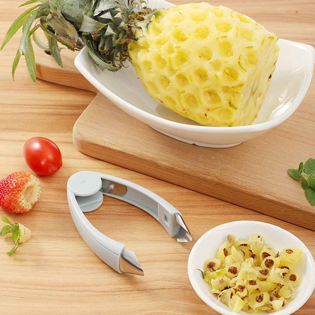 Pinzas de piña de 12x4,6 cm, pinzas para pelar, cuchillo de fruta, punzón de núcleo, pinzas para excavación ocular para fresa, tomate, piña, novedad