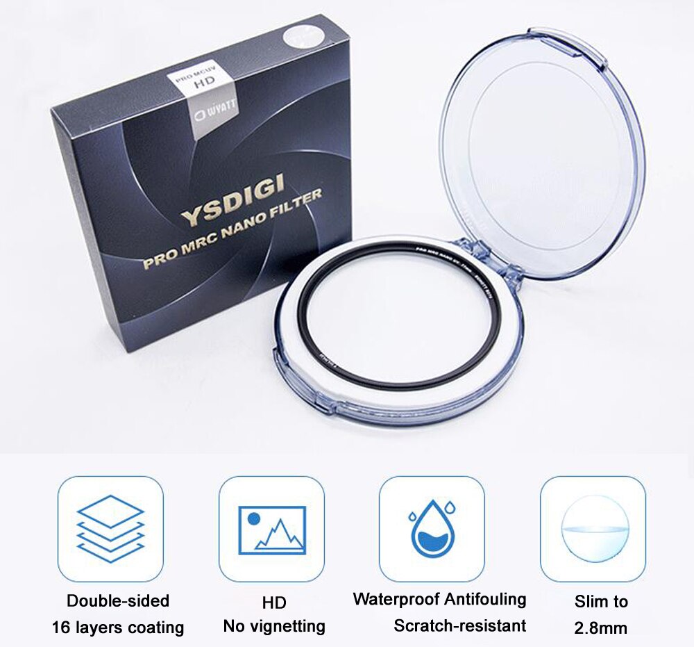 Wyatt 37/40.5/43/46/49/52/55/58/62/67/72/77/82Mm Ultra Slim Mc Multi-coated Uv Ultra-Violet Lens Protector Optisch Glas Filter