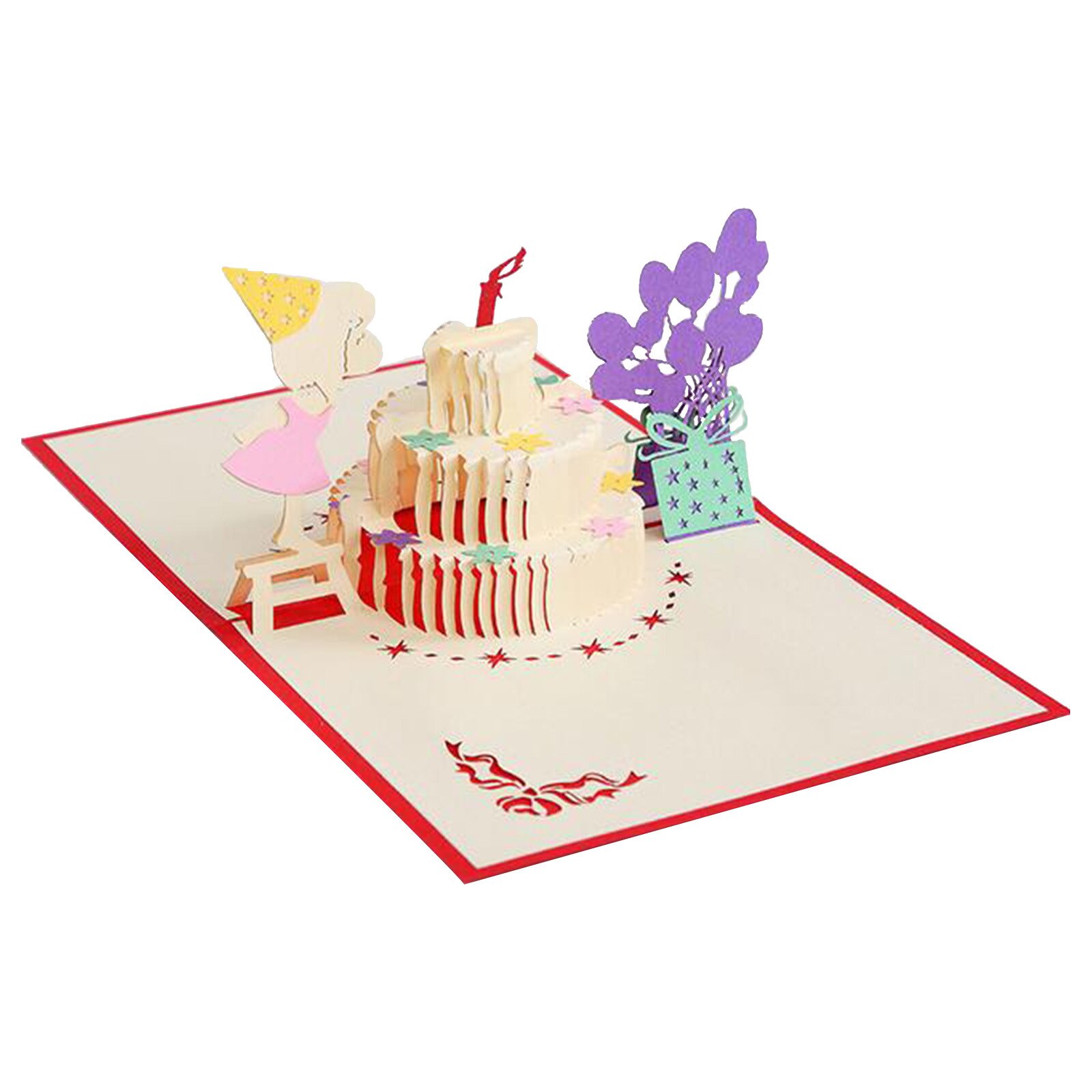 3d Pop-up Cards Birthday Card For Girl Kids Birthday Cake Greeting Card Postcards Card With Envelope Stickers#p30: Default Title