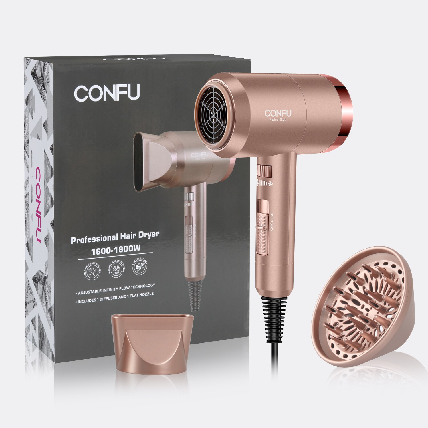 Föhn Professionele 1800W Ionische Haardroger Krachtige Sneldrogende Föhn Met Diffuser & Nozzle Voor Vrouwen Mannen Reizen thuisgebruik
