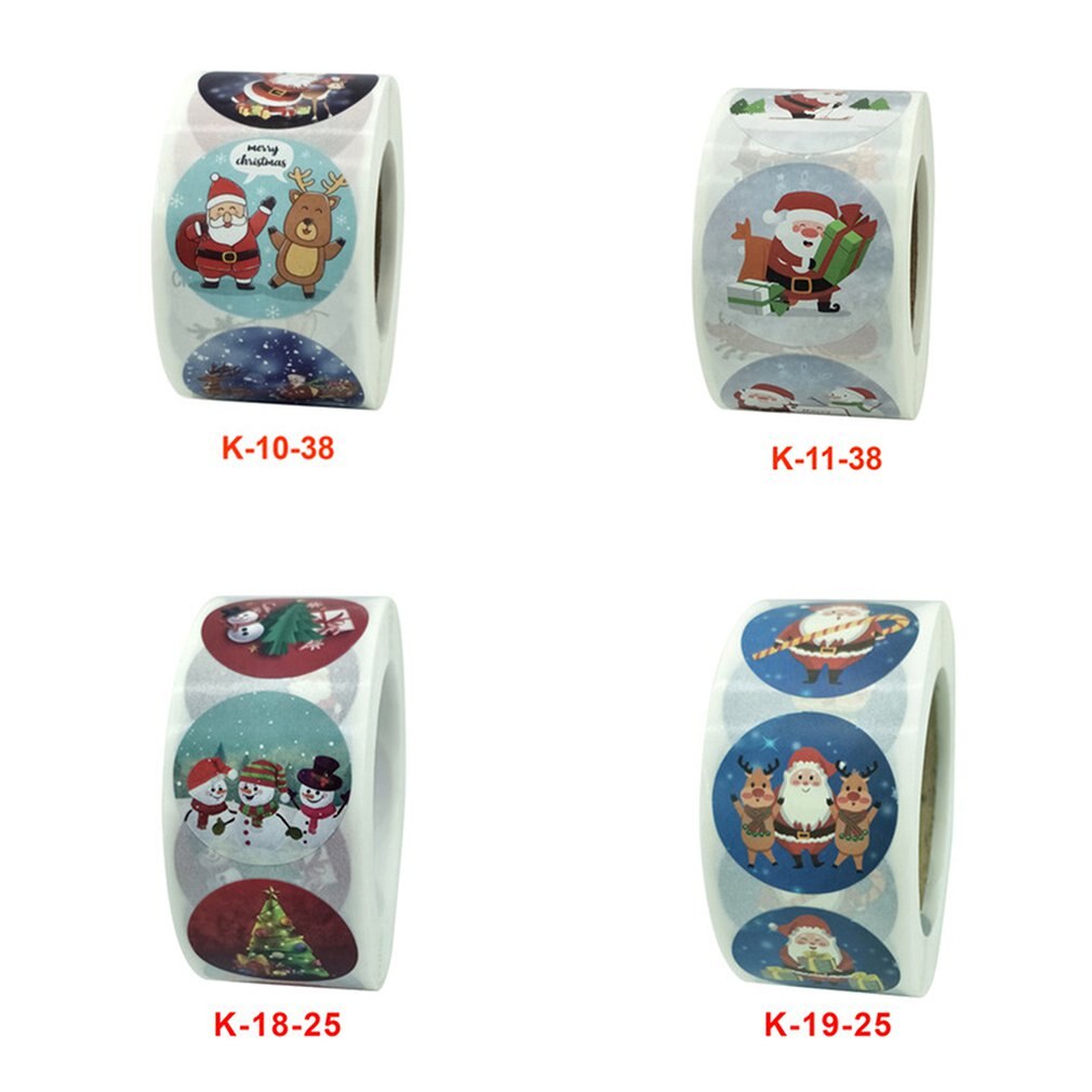Roll Christmas Sticker Lable With Santa Cartoon Character Envelope Seal Copper Decoration Sticker
