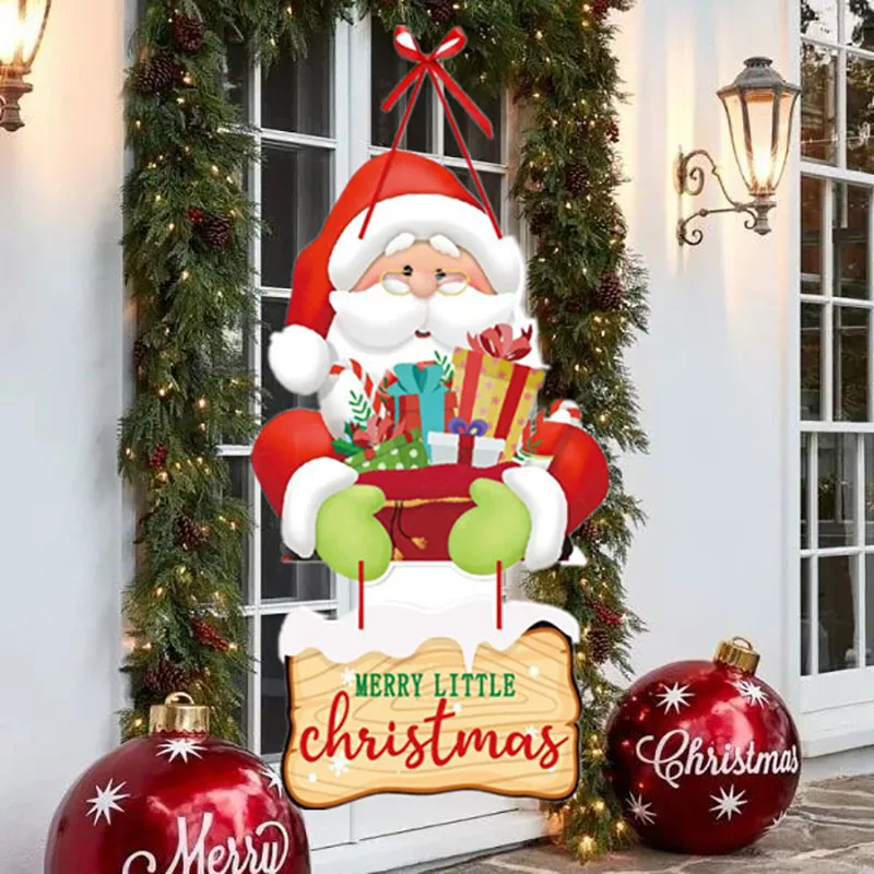 2024 Kerst Deurhanger Nieuwjaarsfeest Hangers Kerstman Sneeuwpop Elanden Papieren Banner Vrolijke Kerstdecoratie voor thuis