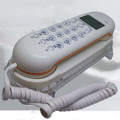 portable Caller Flash landline phone antique home office telephones mini fixed telephone white red yellow wall desktop: white