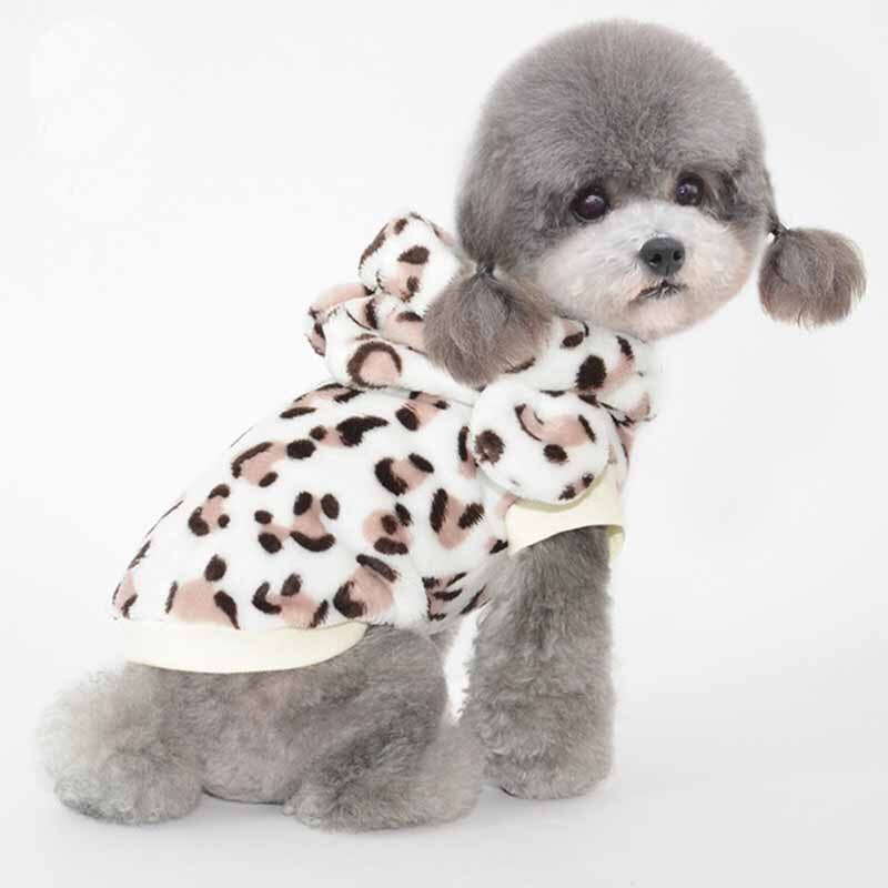 Vêtements pour animaux de compagnie à imprimé léopard automne et hiver, vêtements pour chiots, vêtements pour chiens à deux pattes, vêtements pour chats, vêtements pour chats, vêtements en peluche