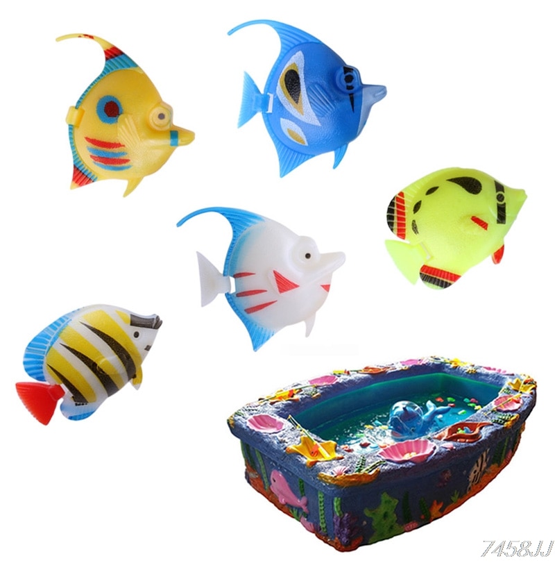 5Pcs Plastic Artificial Floating Swimming Vivi Fish Aquarium Fish Tank Ornament