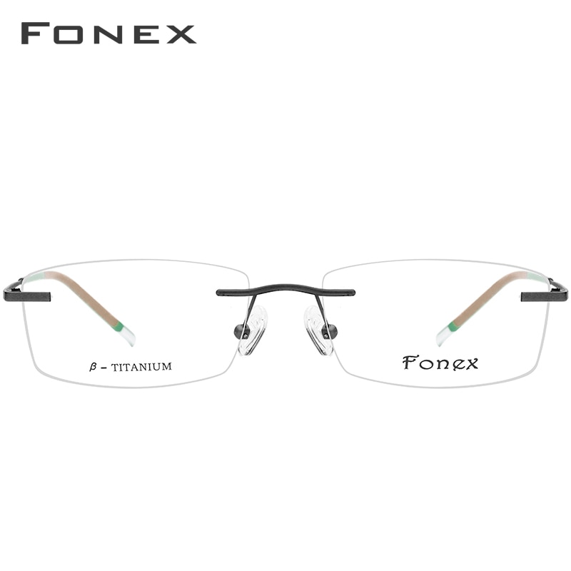 Fonex b titanium kantløse briller mænd recept briller stel kvinder ultralette nærsynethed optisk rammeløs koreansk briller 9608