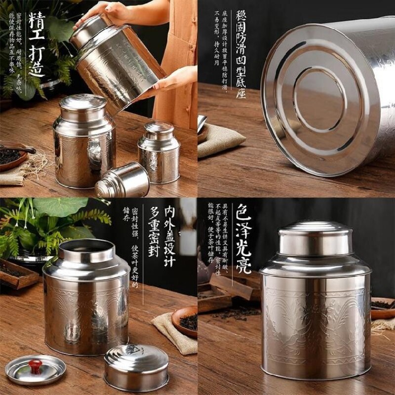 Stainless Steel Tea Box Portable Metal Sealed Tea Canister Household Iron Box Caddy