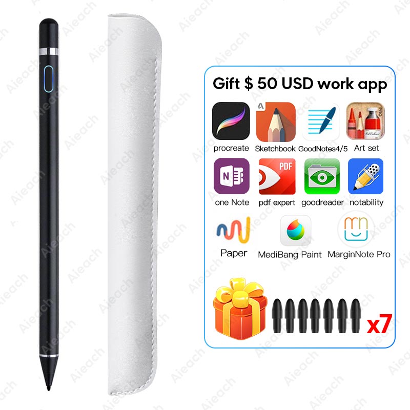 For Stylus iPad Pencil For iPad Pro 11 12.9 10.2 9.7 Air 3 mini 5 Palm Rejection Smart Touch Pen For Apple Pencil: 1 gen and gift black