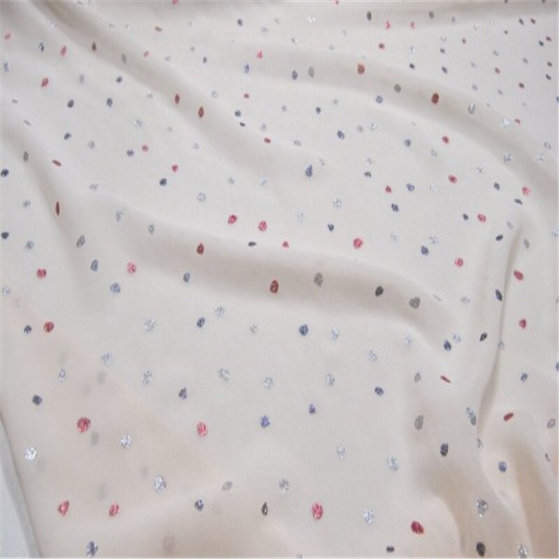 Tela Jacquard de seda brillante con de lunares, tejido de seda con estampado de puntos dorados, Jacquard metálico para decoración de primavera