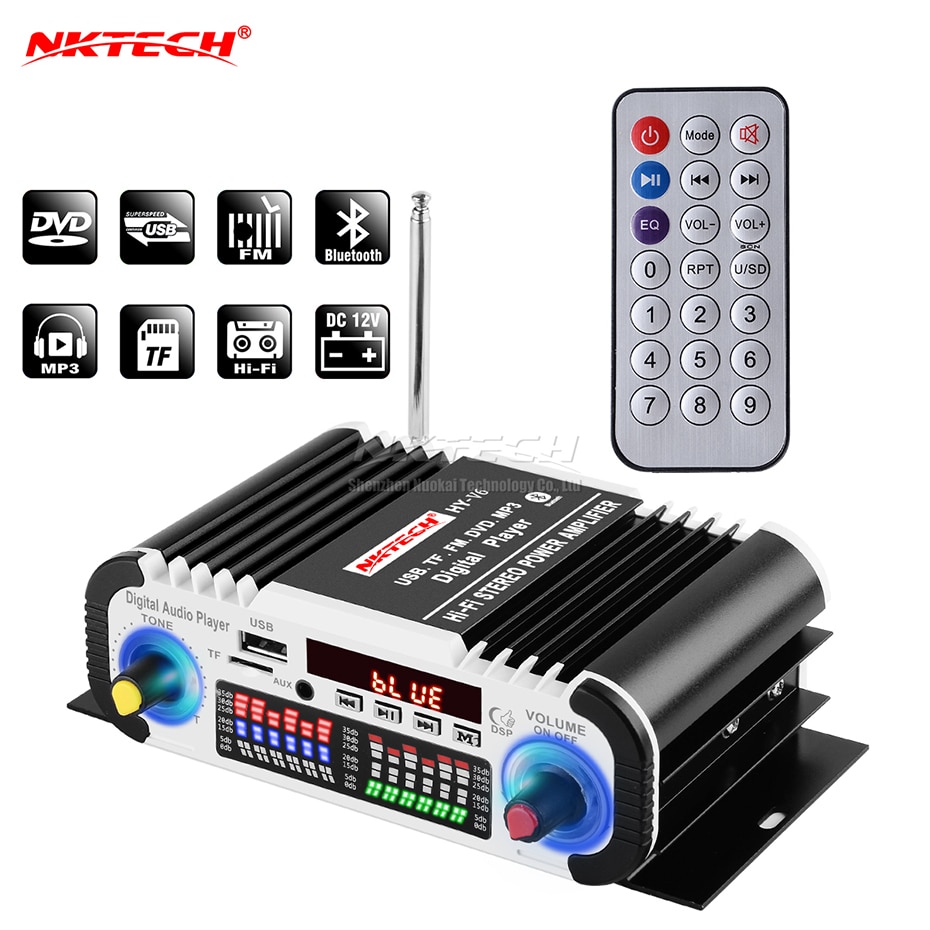 NKTECH HY-V6 Auto Digital Audio- Spieler Bluetooth Energie Verstärker 2CH x 20W Hallo-fi Stereo Hause Ampere mit FM TF DVD MP3 USB AUX Eingang