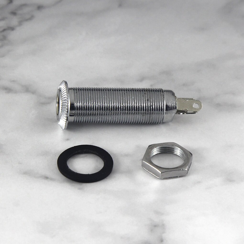 5pcs Metal Chrome Electric Guitar Jack 1/4'' Output Jack Socket Threaded Cylinder