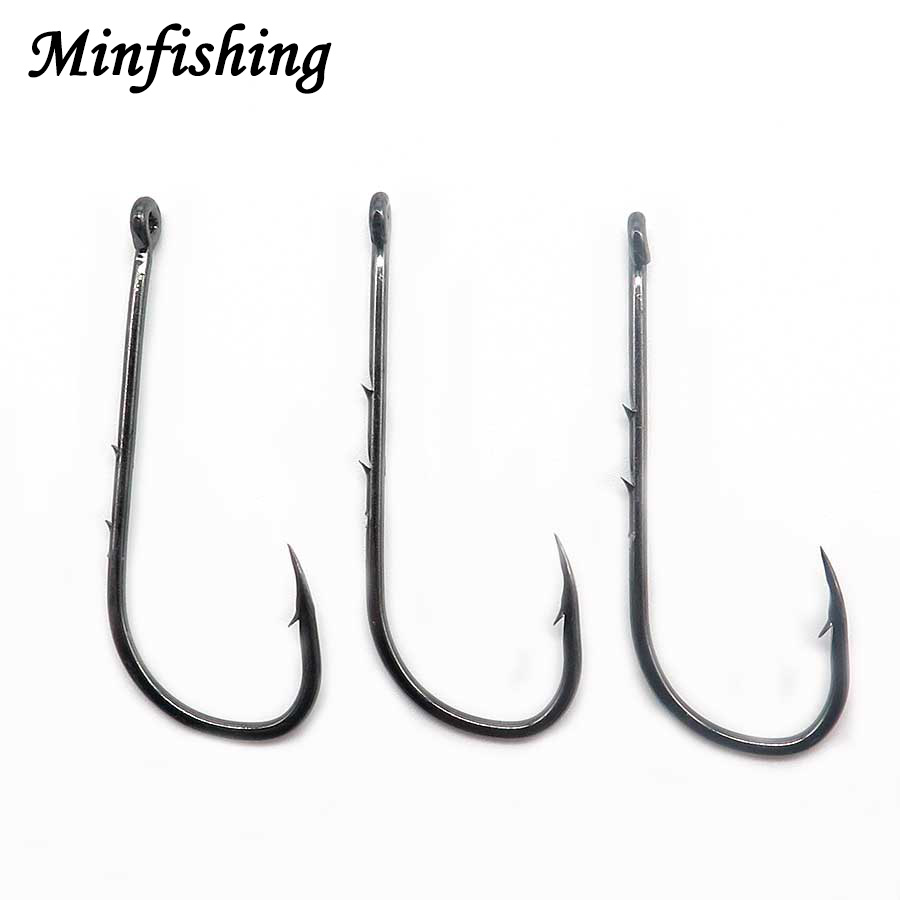 Anzuelo de pesca minfishing de acero con alto contenido de carbono, 100 piezas, con doble púas y cebo.