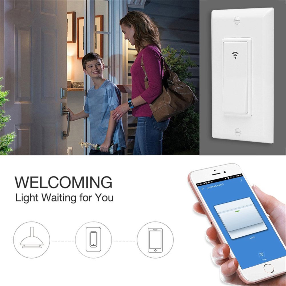 Tuya/Smart Life White Decorator Rocker Wifi Light Switch/Wireless Wifi Smart Wall Switch