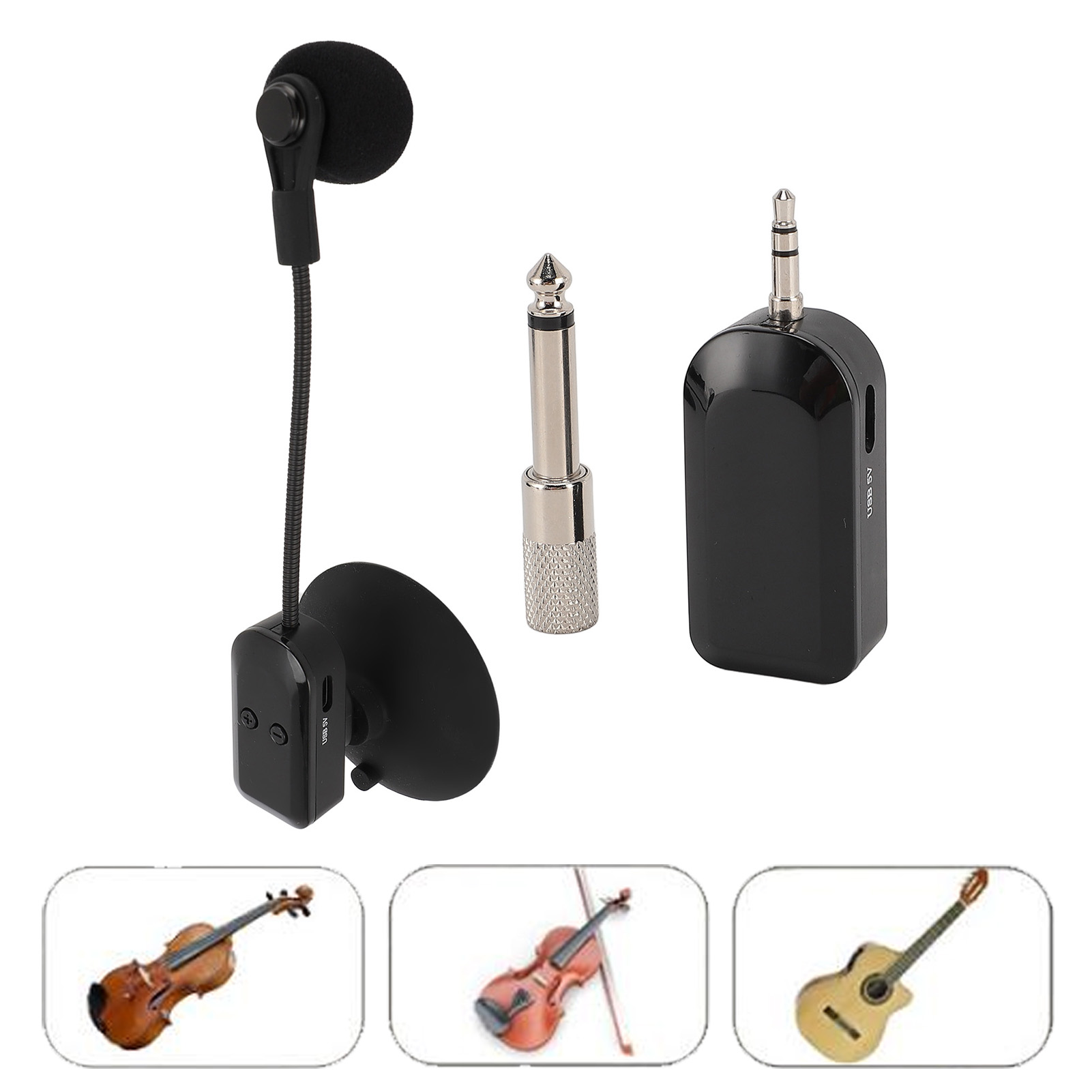 Sistema de micrófono para instrumentos, reducción de ruido, doble blindaje, 2,4G, inalámbrico, captador de instrumentos, micrófono ajustable para violín