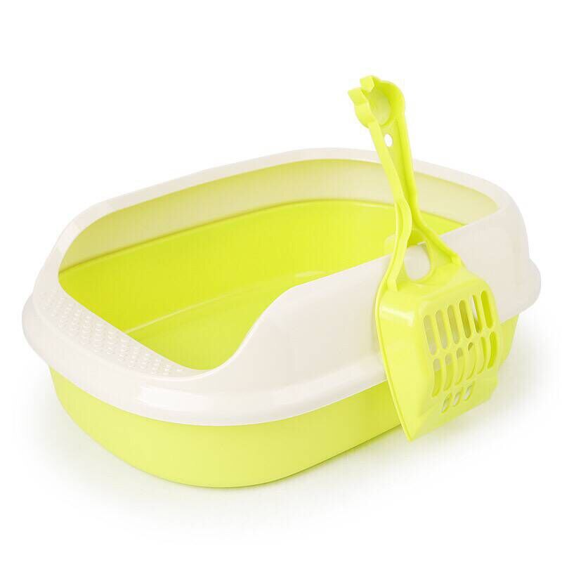 Semi-closed Plastic Cat Toilet Crack-proof Shatter-Resistant Training Pets Cat Litter Box SASW666: Yellow