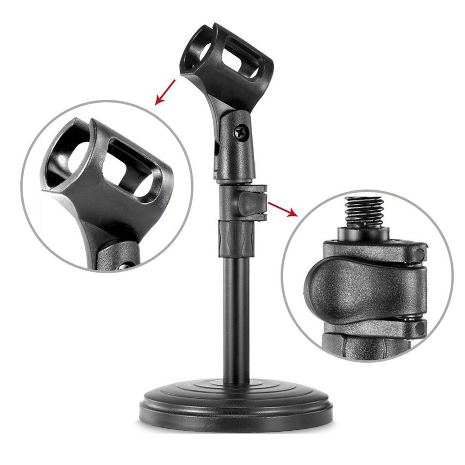 HBUDS Adjustable Foldable Desk Microphone Stand with Mic Clip for Meetings, Lectures and Podcasts