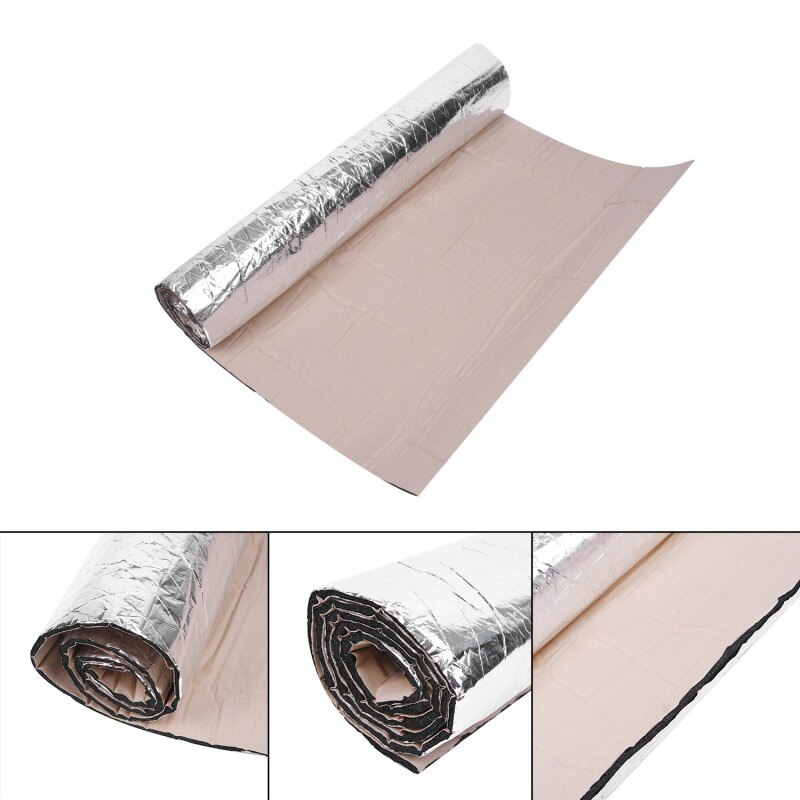 1pcs Car Sound Deadener Mat Noise Bonnet Insulation Deadening Hood Engine Firewall Heat Aluminum Foam Sticker 50x100cm