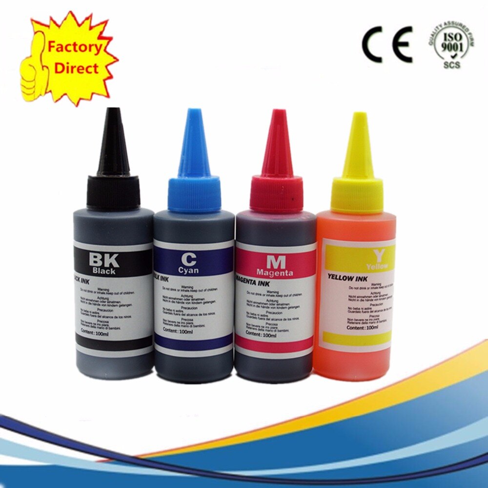 Universele Dye Inkt Compatibel Refill Inkt Inkjet Printer Gewijd 4 Kleur Zwart Gebruik Ciss Cartridge: 1SET