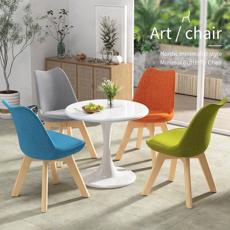 Solid Wood Dining Chair Home Backrest Computer Chair Modern Minimalist Desk Chair Coffee Shop Stool