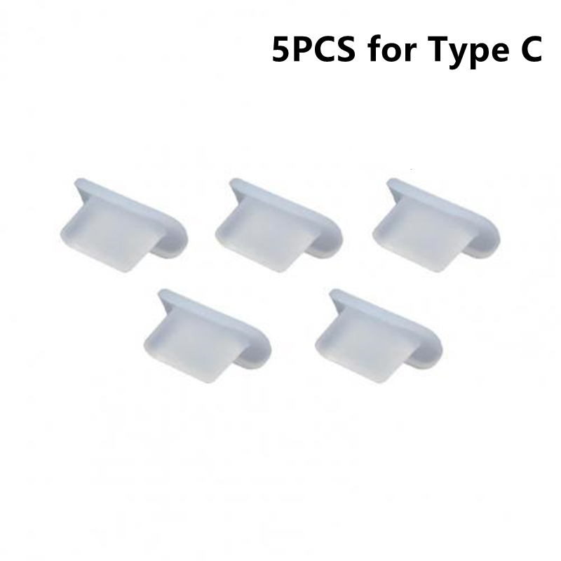 5/10 pz telefono spina di polvere tipo C androide porta di ricarica spina tappo di copertura in silicone antipolvere per Iphone 7 8 12 13pro Samsung Redmi: 5 chiaro for genere C