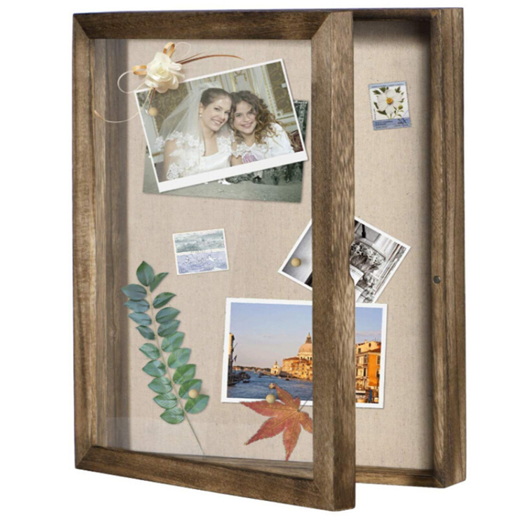 Best Selling Products Shadow Box Display Cabinet Photo Frame And Linen Back Souvenir Photo Memory Box decoration chambre: 8x10 inches