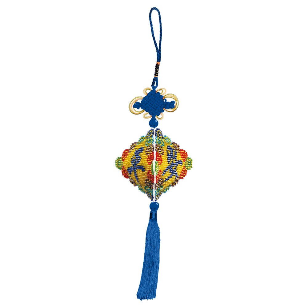 Stamped DIY Lotus Flower Love Heart Chinese Knot Craft Beaded Cross Stitch Car Hanging Printed Embroidery Tassel Kit Pendant: 05