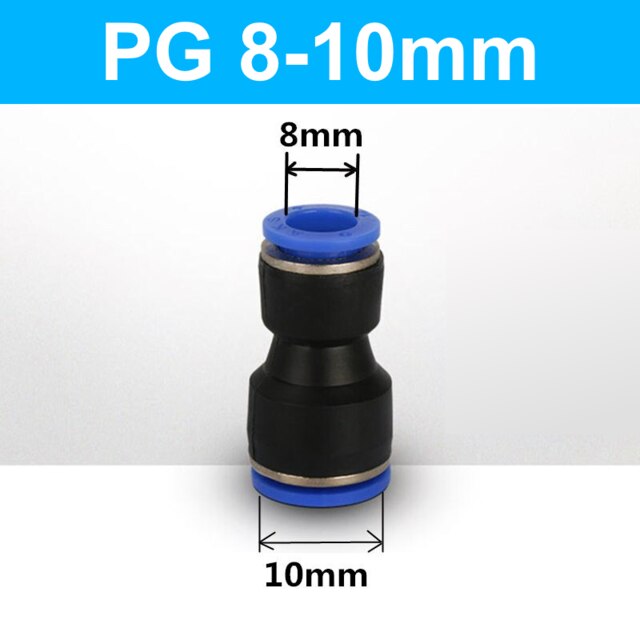 Quick Pneumatic Fittings Plastic Connector PG 4/6/8/10/12/14mm High Pressure Hose Variable Diameter Air Pipe Straight Butt Joint: 8mm-10mm