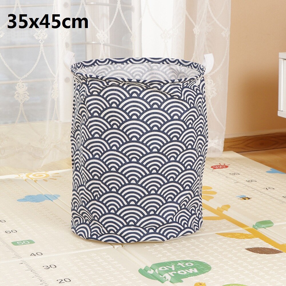 Folding Cotton Cloth Large Laundry Basket Toys Clothes Storage Box Bag Bucket Washing Dirty Clothes Organizer Bin With Handle