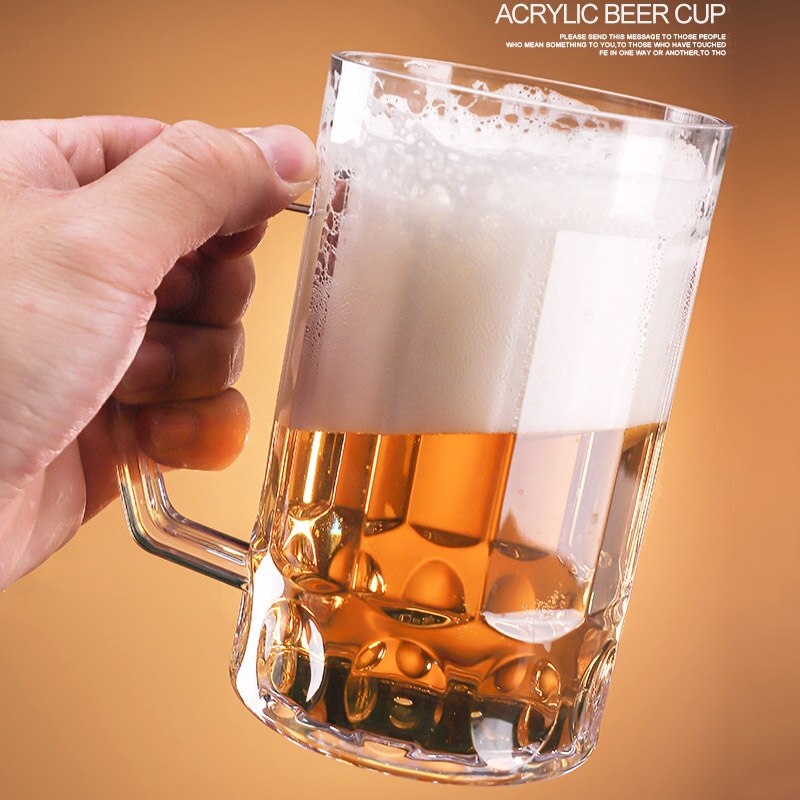 Large Capacity Acrylic Beer Mug Glass Transparent Plastic Anti Bar Glass 400-600ml Juice Cup Draught-beer Cup